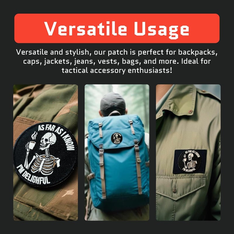 Jestik As Far As I Know I'm Delighful Embroidery Patch - Funny Embroidered Patches, Military Tactical Morale Patch with Hook and Loop Fastener, Cute Patches for Backpacks, Jeans, Jackets, Vests, Hats & More - Image 5